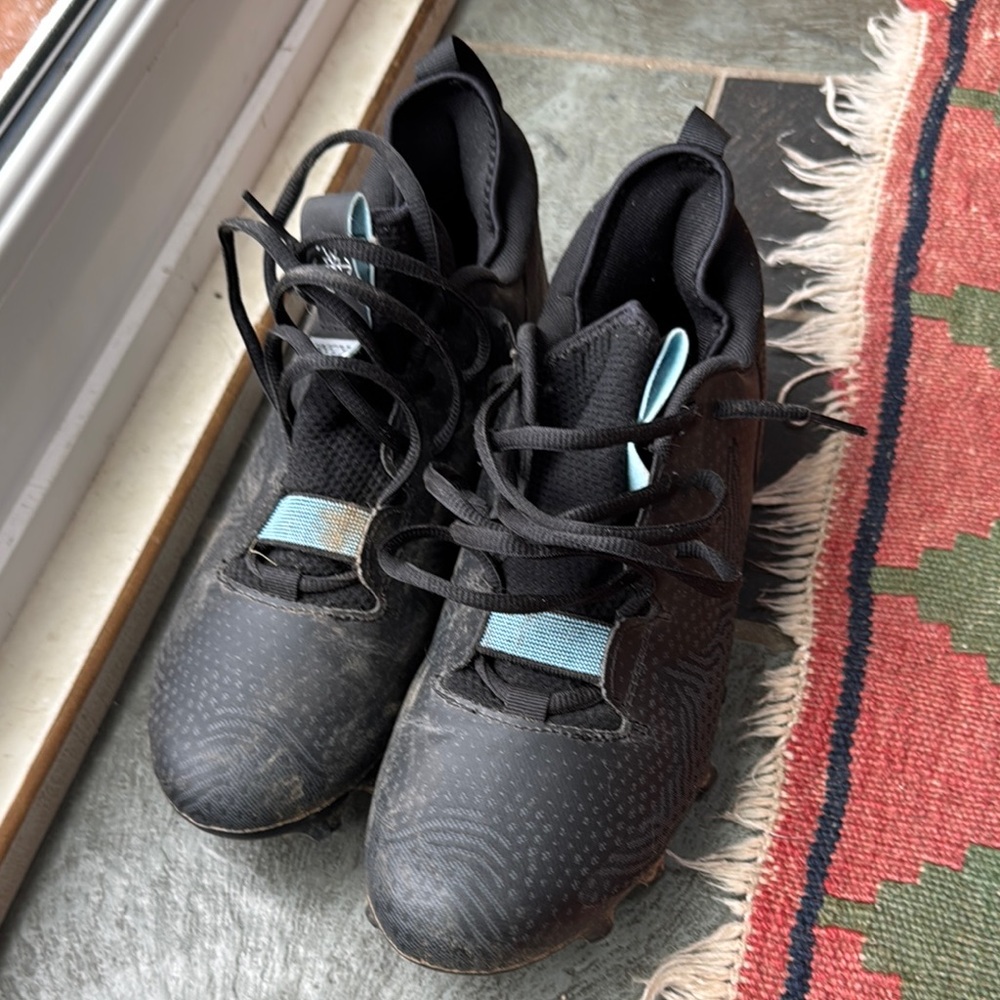 Adidas Black Soccer Cleats with White Soles